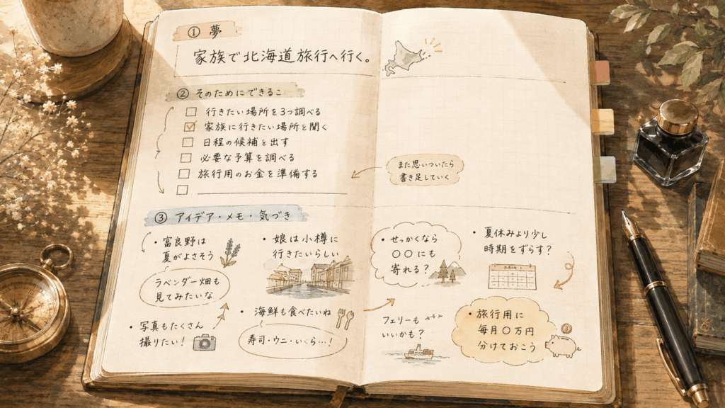 北海道旅行を例にした夢ノートの書き方と具体例