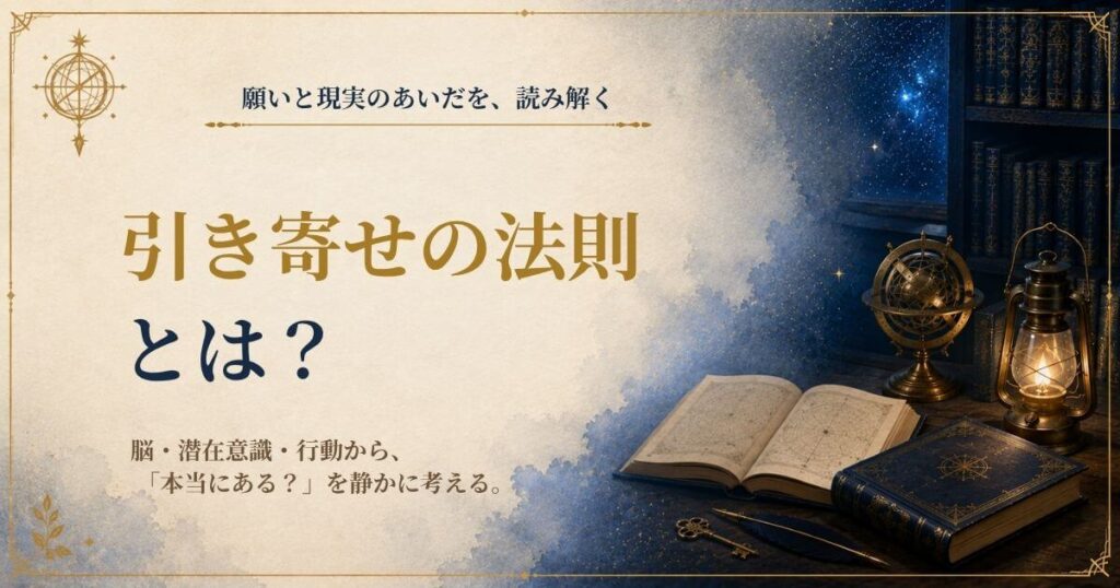 「引き寄せの法則とは？」をテーマに、脳・潜在意識・行動から引き寄せと呼ばれる現象を読み解くSeaCret「秘術読解」のアイキャッチ